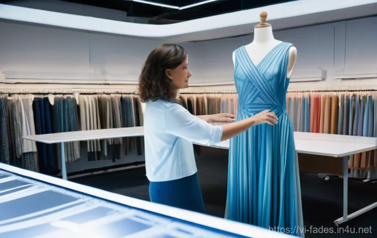 패션디자인과 패션패턴 분석 - **Prompt:** A Vietnamese female fashion designer, aged 30s, with a stylish, focused expression, sket...