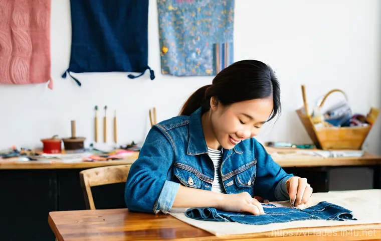 패션디자인 지속 가능성 - **Prompt:** A stylish Vietnamese woman in her late 20s or early 30s stands confidently in a sunlit a...