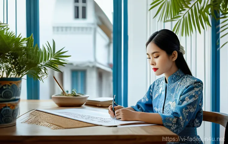 패션디자인과 패션기획서 작성 - Inspired Fusion: The Designer's Vision**
A young, elegant Vietnamese female fashion designer, fully ...