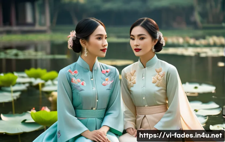 패션디자인과 패션매거진 - A Vietnamese modern fashion collection photoshoot featuring elegant áo dài cách tân with traditional...